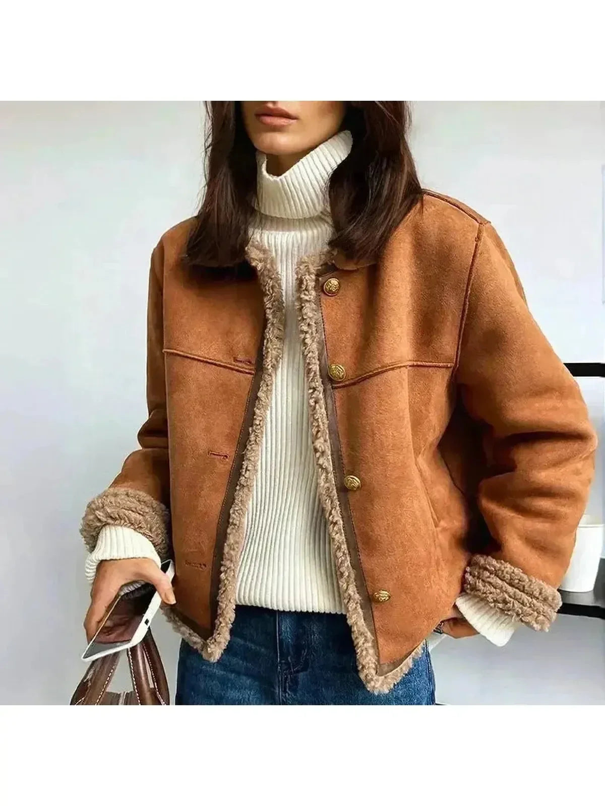 Siargo Shearling-Trimmed Suede Jacket