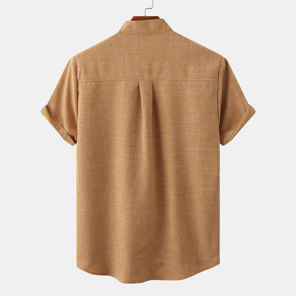 Sorrel Mandarin Cotton-Linen Shirt