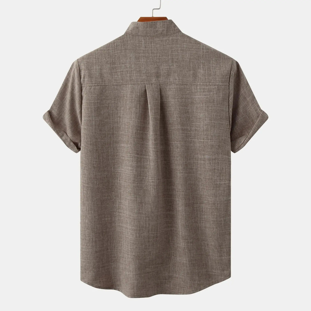 Sorrel Mandarin Cotton-Linen Shirt