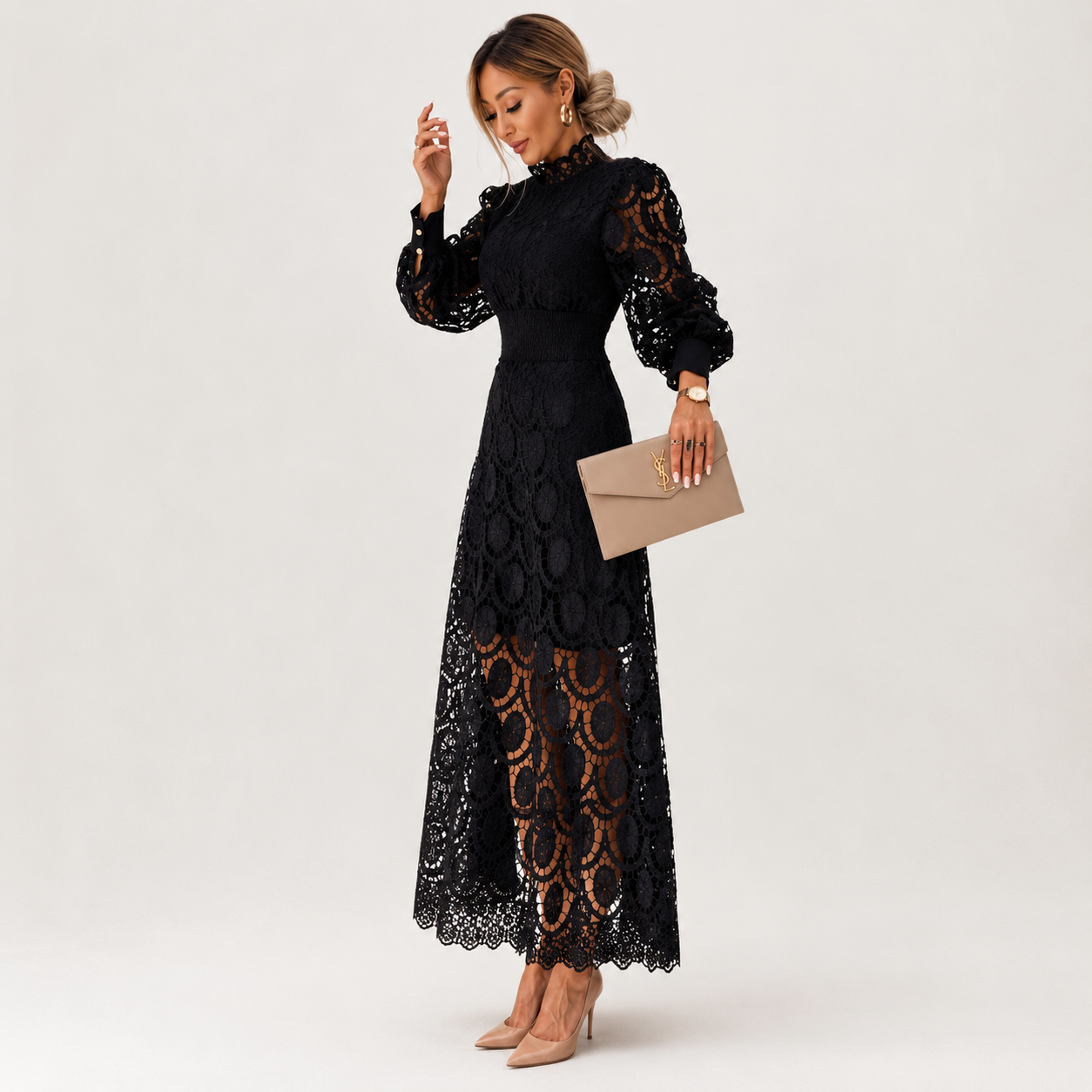 The Camille Openwork Midi Dress