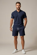 Shoreline Textured Polo & Shorts Set