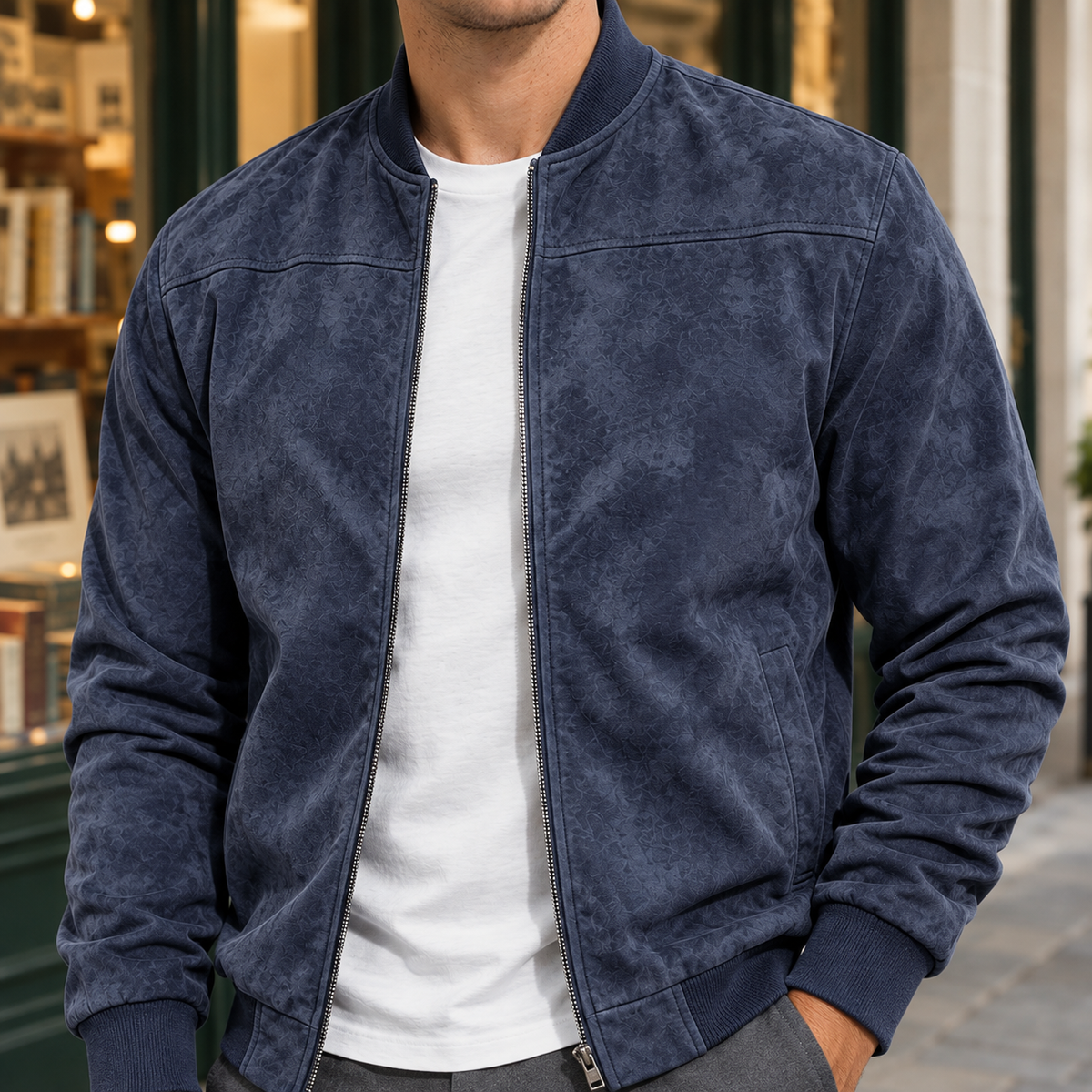 Remi Suede Bomber Jacket