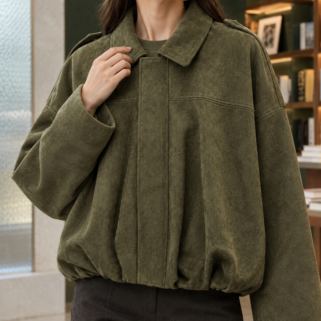 Darcey Cropped Suede Bubble Jacket