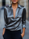 Lucentia Satin Collared Blouse