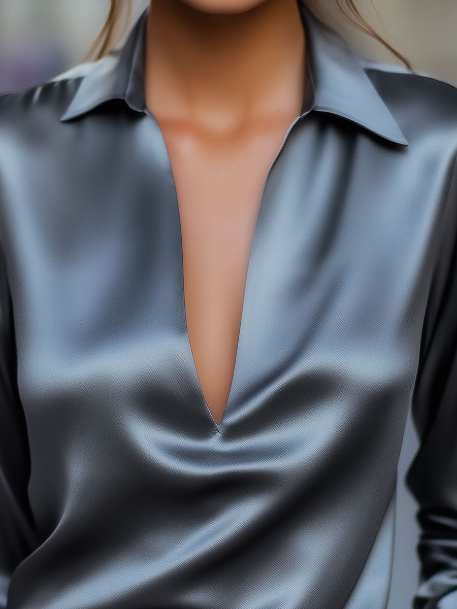 Lucentia Satin Collared Blouse