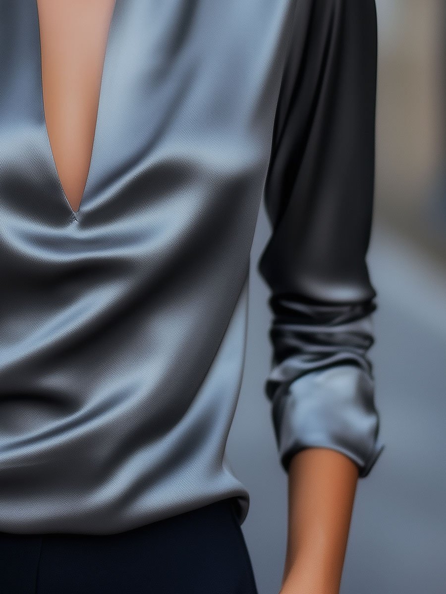 Lucentia Satin Collared Blouse