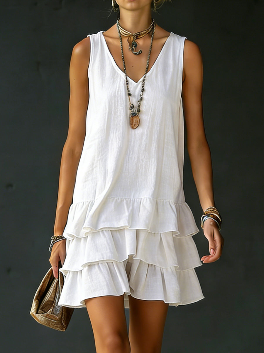 Thalassa Tiered Ruffle Mini Dress