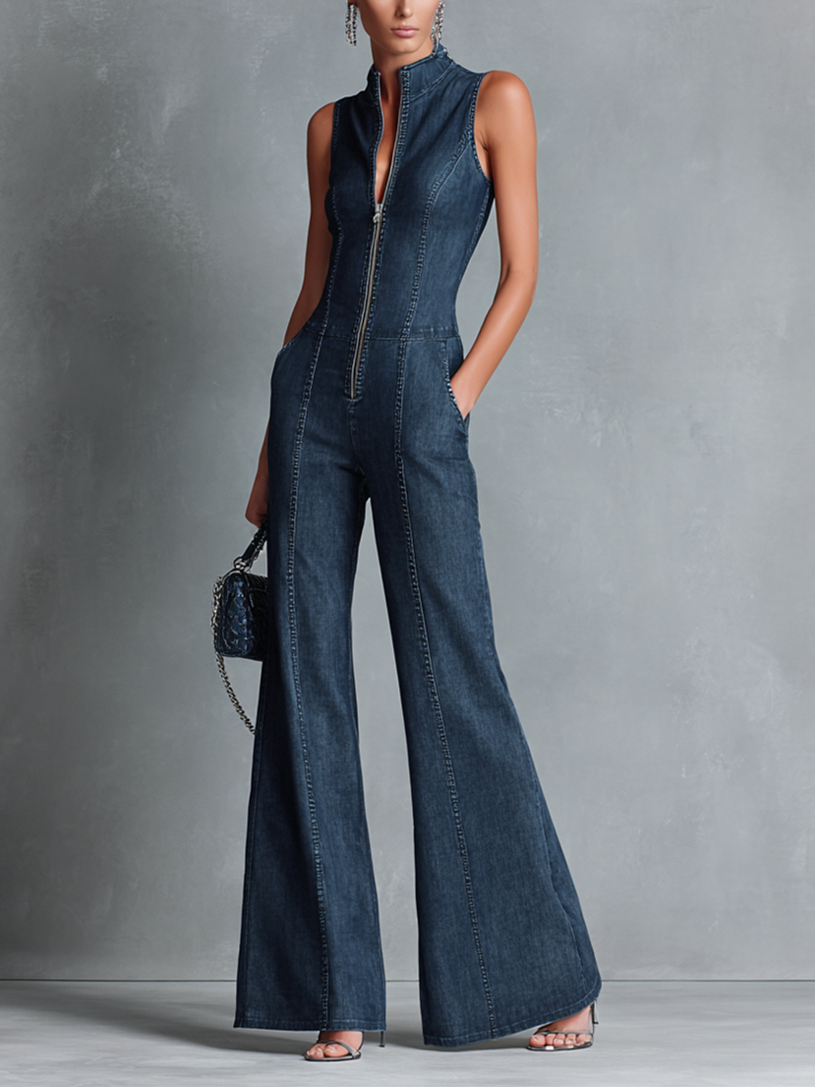 Kaikoura Wide-Leg Denim Jumpsuit