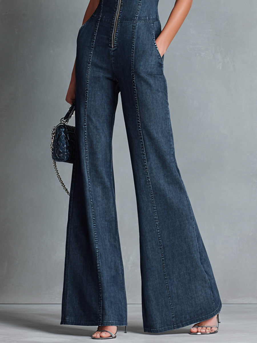 Kaikoura Wide-Leg Denim Jumpsuit