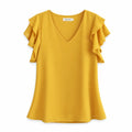 Selene Flutter-Sleeve Chiffon Blouse