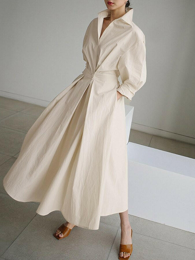 Valerie Tailored Pleated Shirt Dress